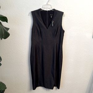 White House, Black market size 12, black denim sheath dress. Great lines. NWT